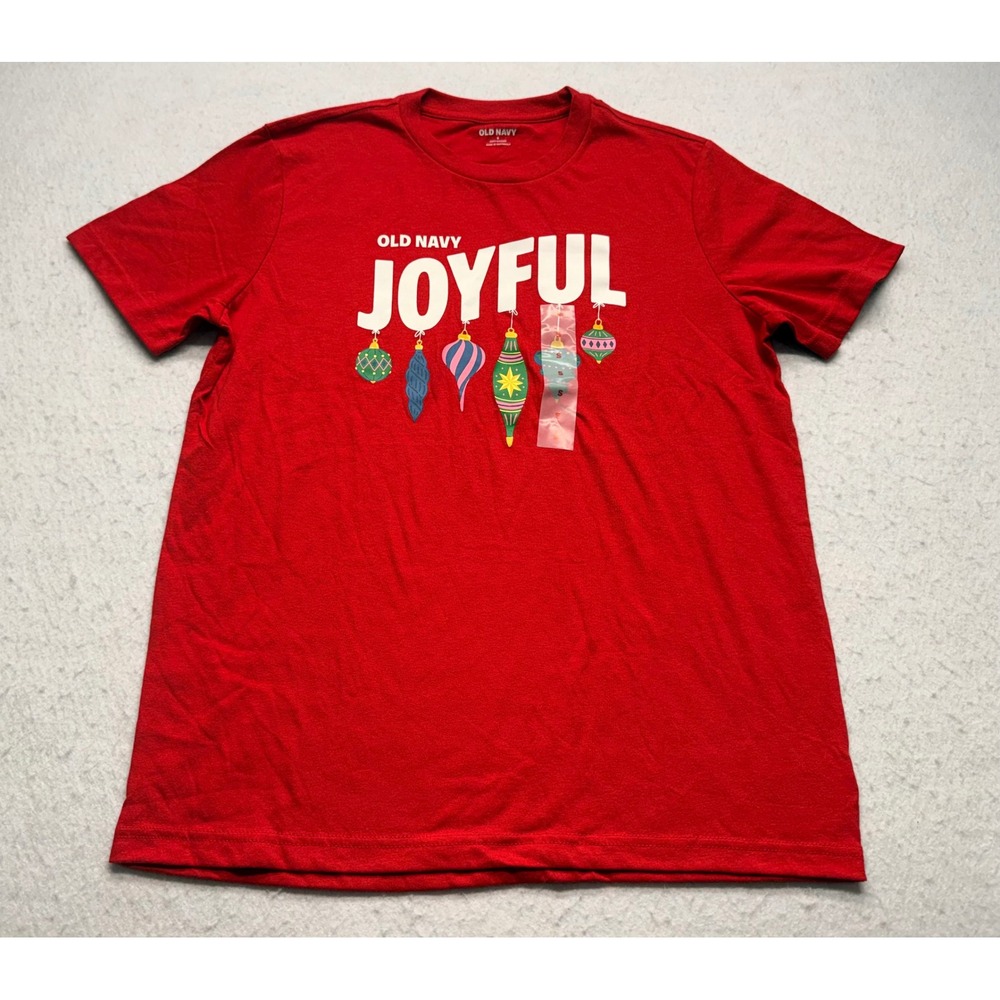 Old Navy Mens Joyful Christmas Ornament Graphic T-Shirt Red Small S/843385-00
